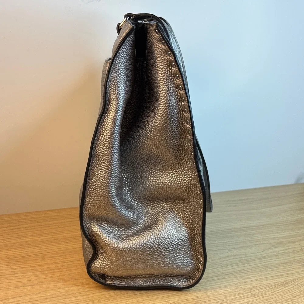 Rebecca‎ Minkoff Megan Large Tote Silver Leather Metallic Like New!!